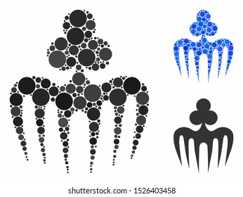 Gambling spectre monster composition for gambling spectre monster icon of round dots in variable sizes and color tones. Vector round dots are combined into blue illustration. svg