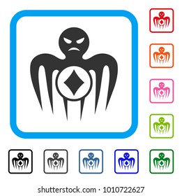 Gambling Spectre Monster icon. Flat gray iconic symbol in a blue rounded frame. Black, grey, green, blue, red, orange color variants of gambling spectre monster vector.