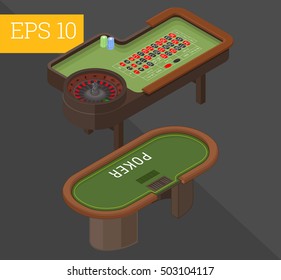 gambling tables eps10 vector illustration. poker and roulette