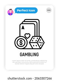 Gambling thin line icon: dice, poker, casino. Modern vector illustration