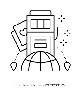 gambling tourism line icon vector. gambling tourism sign. isolated contour symbol black illustration