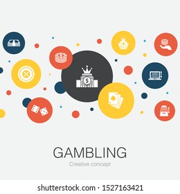 gambling trendy circle template with simple icons. Contains such elements as roulette, casino, money, casino