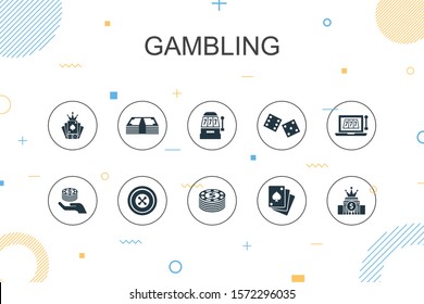 gambling trendy Infographic template. Thin line design with roulette, casino, money, online casino icons