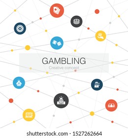 gambling trendy web template with simple icons. Contains such elements as roulette, casino, money, casino