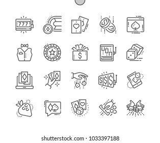 Gambling Well-crafted Pixel Perfect Vector Thin Line Icons 30 2x Grid for Web Graphics and Apps. Simple Minimal Pictogram