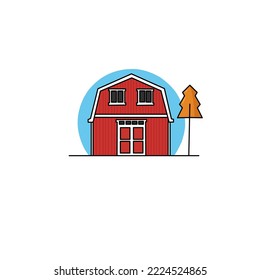 gambrel engineered storage shed flat vector illustration icon 