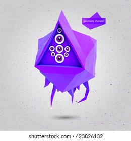Game 3D geometric Flying Monster.Vector illustration
