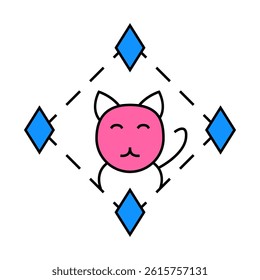 game about digital collectible cats in nft form line icon vector. game about digital collectible cats in nft form sign. isolated symbol illustration