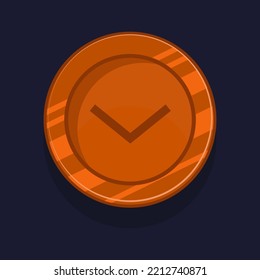 Game achievement badge or rank icon cartoon. Bronze award or medal reward. Level up coin with star and element for ui asset. Trophy symbol vector illustration