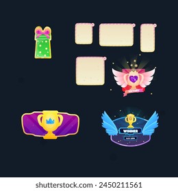 Conjunto De Logros Del Juego Y Pop Ups Diseño De Vector