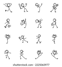 Game Activities Sketchy Stick Figure Icons 
