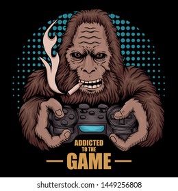 ilustración vectorial bigfoot adicta a juegos para su empresa o marca