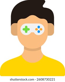 Game Addiction Icon Flat Vector Illustration