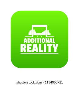 Game additional reality icon green vector isolated on white background