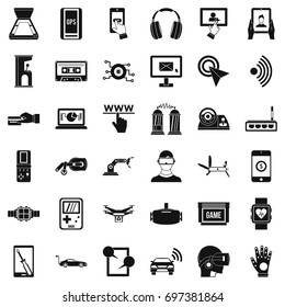 Game adjustment icons set. Simple style of 36 game adjustment vector icons for web isolated on white background