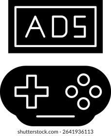 Game Ads Glyph Vector Icon Design
