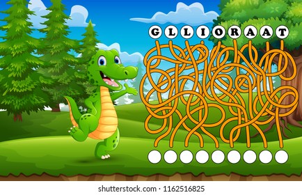 Game alligator maze find way to the word