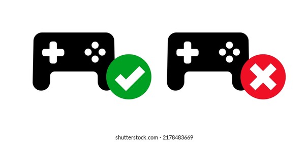 Game allowed and game prohibited. Game controller icon set. Vector.