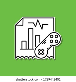 Symbol für den Aufkleber für Spielanalyse. Einfache dünne Linie, Konturvektor Vektor für die Entwicklung von Spielen Icons für i und ux, Website oder mobile Anwendungen