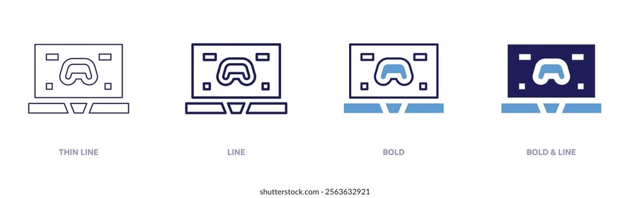 Game animations icon in 4 different styles. Thin Line, Line, Bold, and Bold Line. Duotone style. Editable stroke.