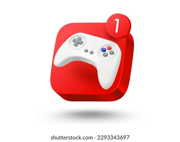 Game app button. 3d vector mobile application icon