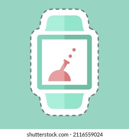 Game App Sticker in trendy line cut isolated on blue background