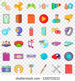 Game application icons set. Cartoon style of 36 game application vector icons for web for any design