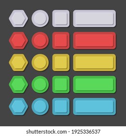 Game, Application, and Web User Interface Button Set. Flat minimalist vector assets