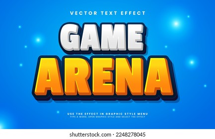 Efecto de texto 3D de la arena de juego, estilo de texto editable y adecuado para los activos de juego