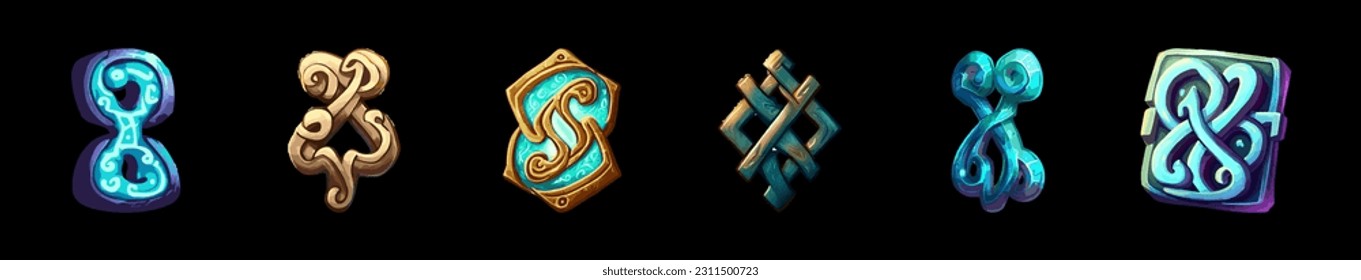 Game artefact icon set isolated on black background. Trendy for website, apps and UI. Eps10 vector illustration.