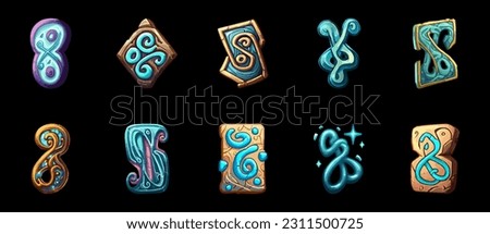 Game artefact icon set isolated on black background. Trendy for website, apps and UI. Eps10 vector illustration.