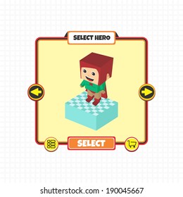 game asset block isometric cartoon character