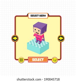 game asset block isometric cartoon character