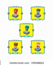 game asset block isometric cartoon character