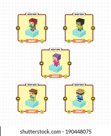 game asset block isometric cartoon character