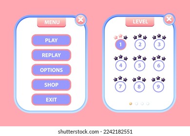 Game asset UI design cartoon element with elegant and colorful