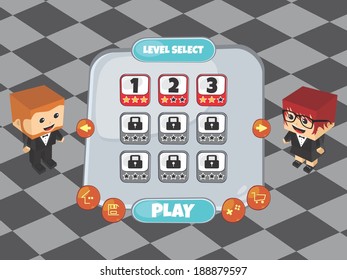 game assets block isometric cartoon character theme