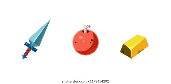 Game assets collection, element for mobile game user interface GUI vector Illustration