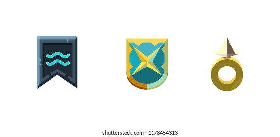 Game assets collection, user interface for computer or mobile games vector Illustration