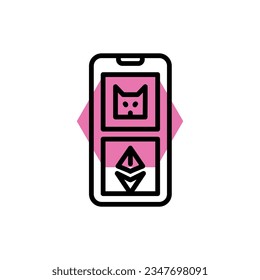 Game assets store color line icon. Digital crypto art. Outline pictogram for web page, mobile app, promo