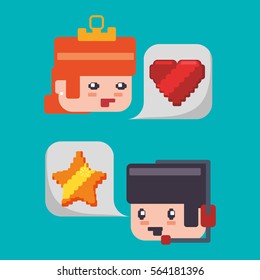 game avatar princess knight headset star heart vector illustration eps 10
