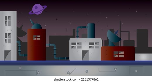 Game background 2d game application. Vector design,Tileable horizontally, modern city