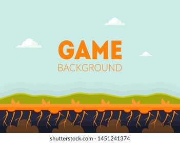 Game Background Banner Template with Natural Landscape, Mobile or Computer Game User Interface Element Vector Illustration