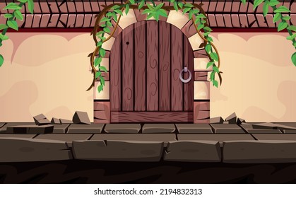 Game Background Cartoon Vector , The Door To The Next Level, Video Games, User Interface