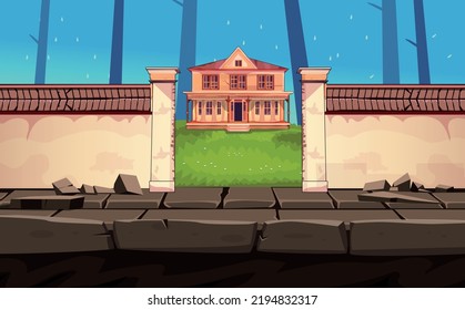 game background cartoon vector , forest doorl, video games, user interface