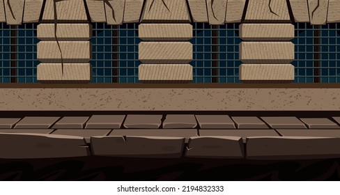 game background cartoon vector , Road next to an old building
