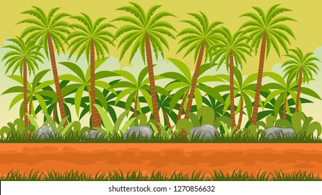 game background with coconut tree jungle