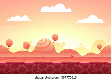 Game Background made from seamless endless elements. Vector assets and layers for mobile games