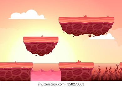 Game Background made from seamless endless elements. Vector assets and layers for mobile games