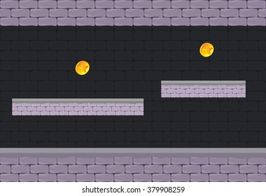 Game Background made from seamless endless elements. Dungeon with golden coins.
Example arcade interface.